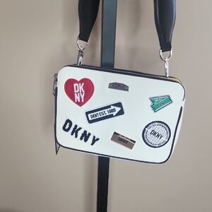 DKNY White Bag with Colorful Patches